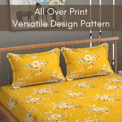 Includes 1 Queen Size Bedsheet With 2 Matching Pillow Covers - 90 X 100 Inches, Yellow | Ideal For Modern Indian Bedrooms, Guest Rooms, & Everyday Home Use