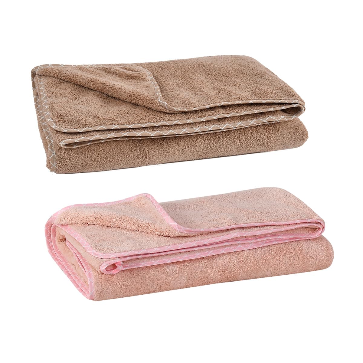 Urbanleaf Microfiber Large Bath Towel Quick Dry Super Absorbent Bath Towel | Towel For Bath, Travel, Gym, Beach, Pool & Yoga (Brown & Peach)