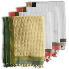 Athom Trendz Living Light Weight Cotton Premium Waffle Border Bath Towel | Pack Of 4