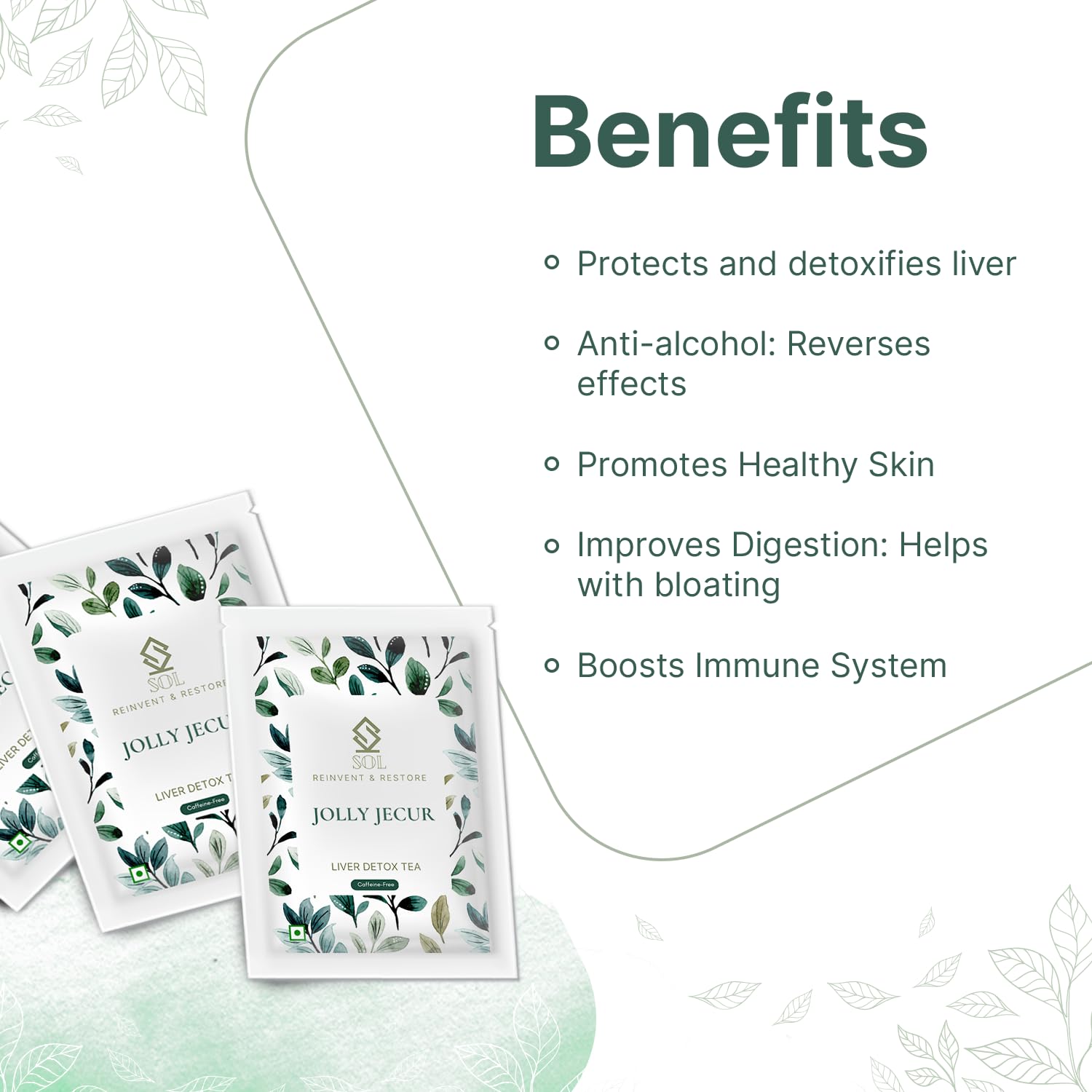 SOL Jolly Jecur Liver Detox Tea - Pack Of 2 X 20 Pyramid Tea Bags | Assortment Of Herbs, Contains Milk Thistle, Nettle, Dandelion Root & Sarsaparilla - Helps Remove Toxins & Protect Liver