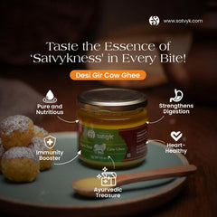 Natural A2 Desi Cow Ghee By S Siddhagiri'S Satvyk | Natural & Healthy Bilona Method Desi Cow Ghee Perfect For Cooking | (250ml) 8.4 Ounce | Jar Pack