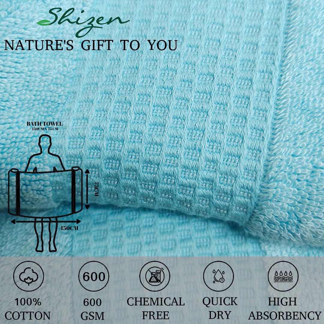 Regency India’S Shizen Export Quality Bamboo Cotton Bath Towels 1200 Gsm (Blue) - Pack Of 2