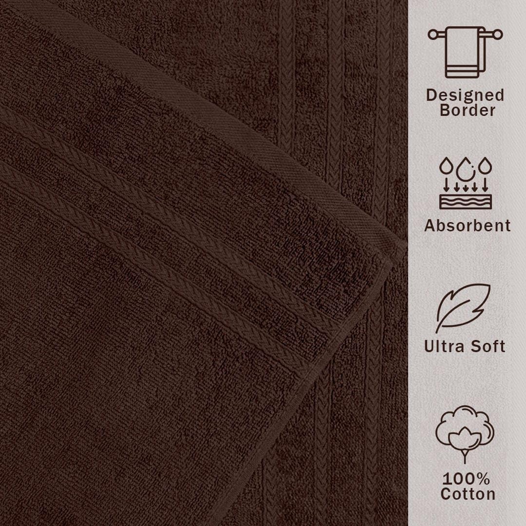 Troveo Super Soft Cotton Hand Towels 400 Gsm | Super Absorbent Multipurpose Hand Towel For Home Gym Workout Traveling Running & Kitchen (Cocoa) - Pack Of 2