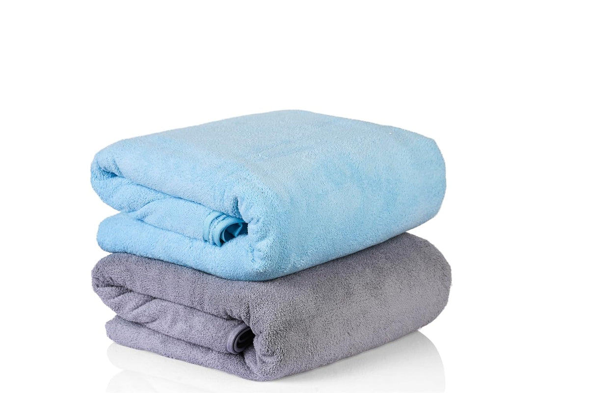 Sellsworld Microfiber Large Bath Towel | Quick Dry Super Absorbent Bath Towel For Men & Women | Towel For Bath, Travel, Gym, Beach, Pool & Yoga (Grey & Sky Blue)