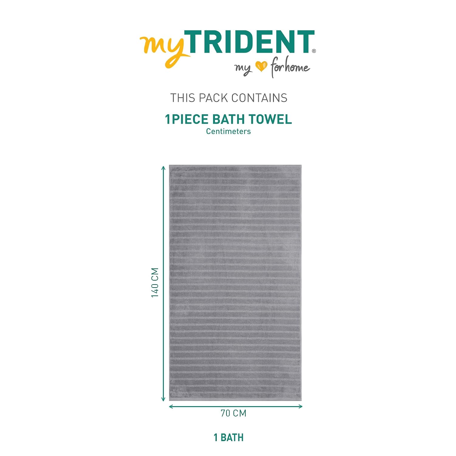 Mytrident Quick Dry 100% Cotton Bath Towel 450 Gsm (Charcoal Grey) - 1 Pcs