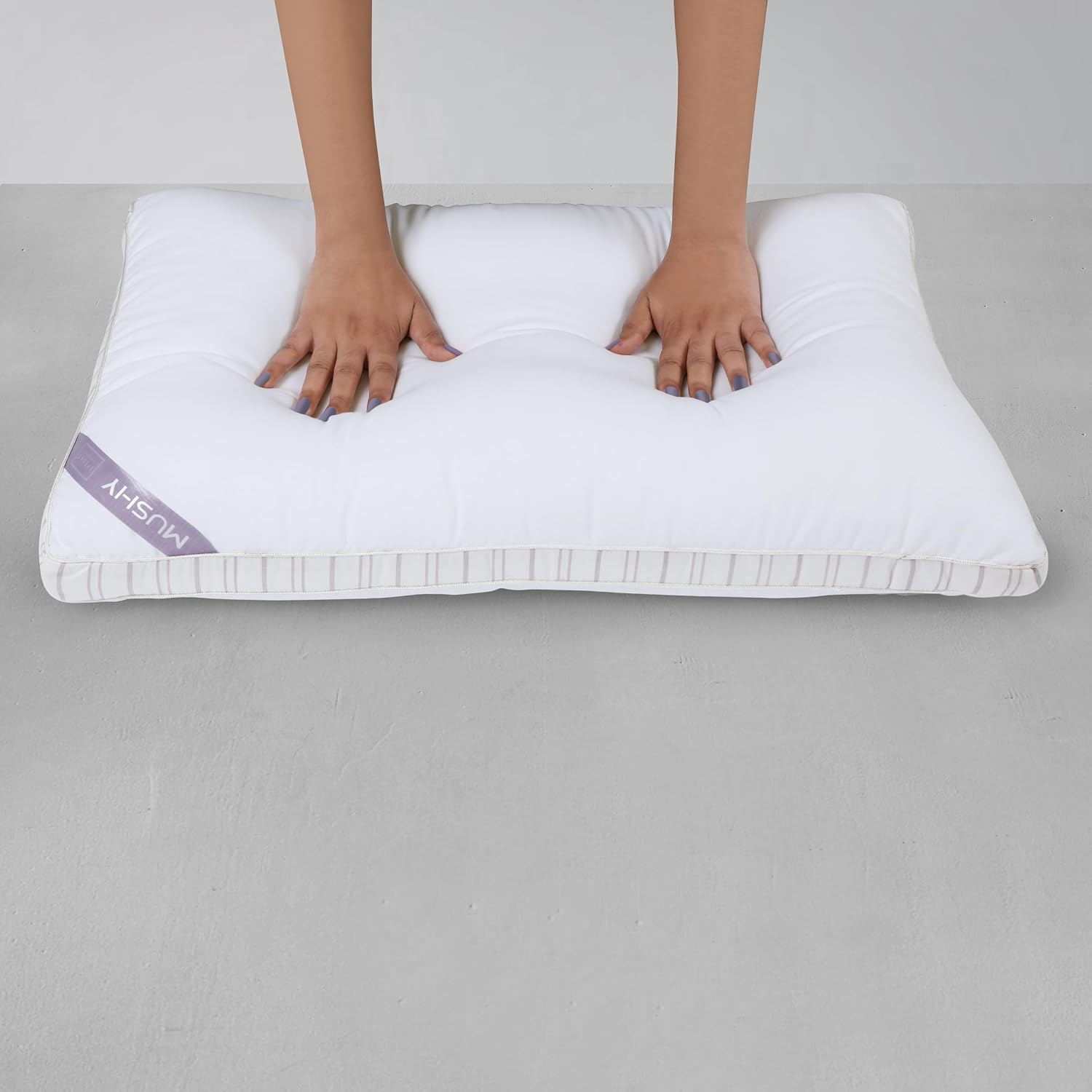 Microfiber Mushy Pillow For Sleeping & Neck Pain Relief, White - 55 X 86 Cm | Suitable For Back Side Sleeper & Stomach Sleeper | Comfortable & Breathable, Hypoallergenic - Set Of 1