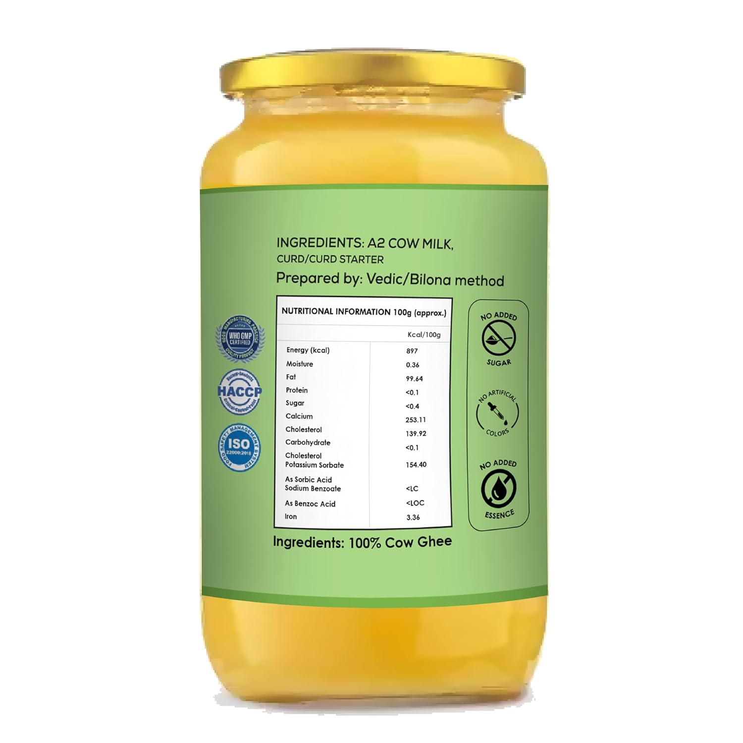 100% Natural A2 Kankrej Cow Ghee By Sujla | Nutrient Rich Taste & Aroma Desi Pure Ghee Perfect For Sweets | (1 Litre) 33.8 Ounce | Jar Pack