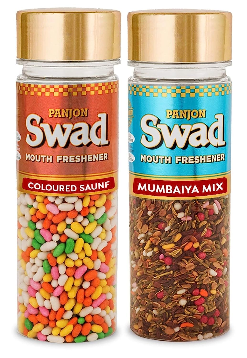 Panjon Swad Coloured Saunf & Specail Mumbaiya Mix Mouth Fresheners 620gm, (310gm *2 Bottles)