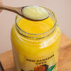 Pure Natural Cow Ghee By Country Delight | Natural & Healthy Danedar Cow Ghee Ideal For Parathe | (900ml) 30.4 Ounce | Jar Pack