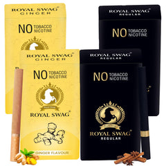 Royal Swag Natural Herbal Cigarettes Ginger, Regular Flavour (20 Sticks) 100% Tobacco-Free And Nicotine-Free Ayurvedic Herbs Clove, Tulsi & More | Free From Additives And Chemicals