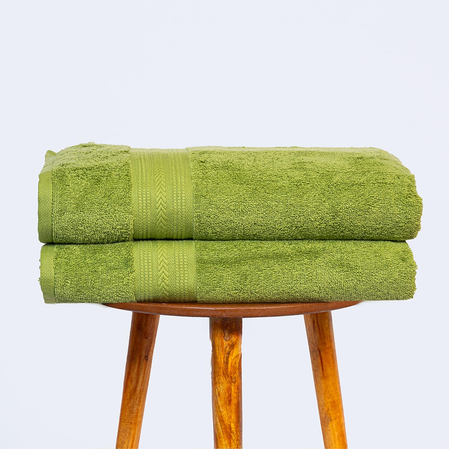 Himeya 100% Cotton Large Size Bath Towels 1000 Gsm | Soft & Absorbent - Olive Green (Pack Of 2)