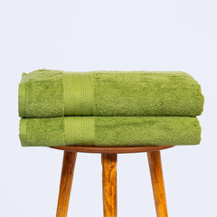 Himeya 100% Cotton Large Size Bath Towels 1000 Gsm | Soft & Absorbent - Olive Green (Pack Of 2)