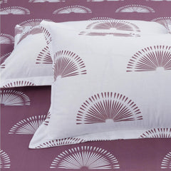 Cotton 144 TC Bedsheets For King Size Bed With 2 Pillow Covers | 108 X 108 Inches, White & Purple | Breathe Easy In Cotton Comfort