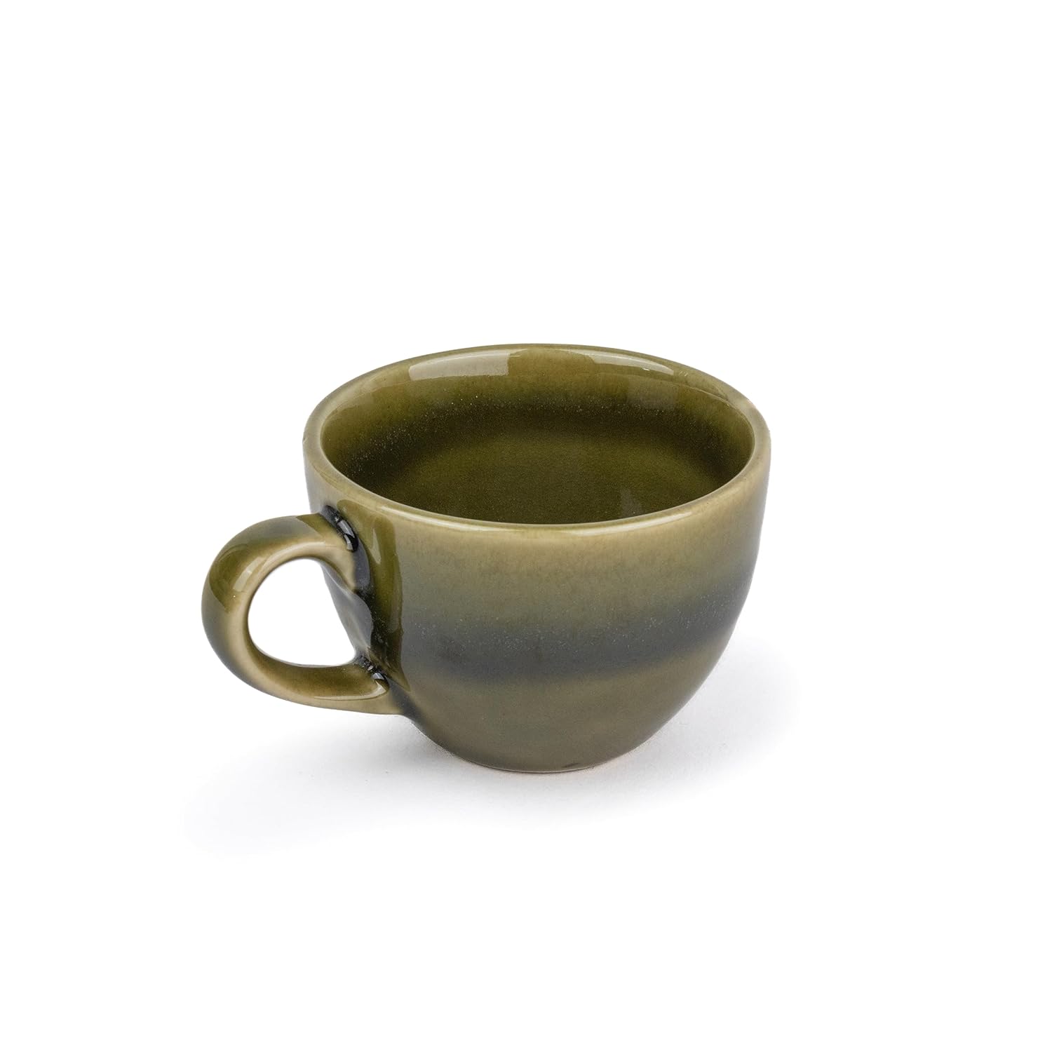 Ceramic Tea Cups Set Of 6 - Mehndi Ombre, 200ml Each | Tea Cup Set With Glossy Finish - Ceramic Tea Cup Set | Tea Cups Only - Microwave Safe & Dishwasher Safe