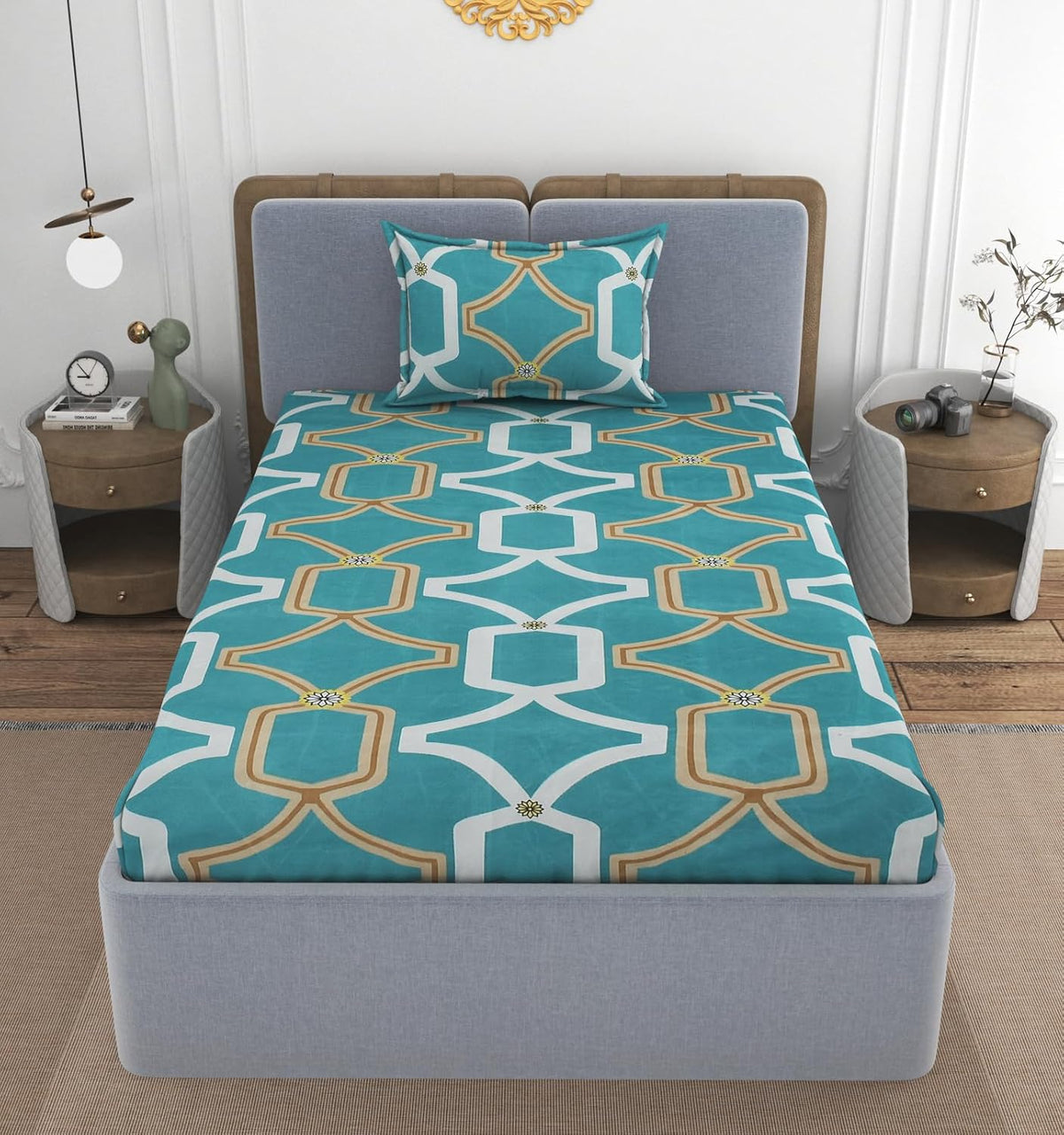 1 Single Bedsheet With 1 Pillow Cover - All Around Elastic Fitted | 100% Premium Fabric Is Lightweight, Soft & Comfortable | 36 X 72 X 8 Inches, Sea Green