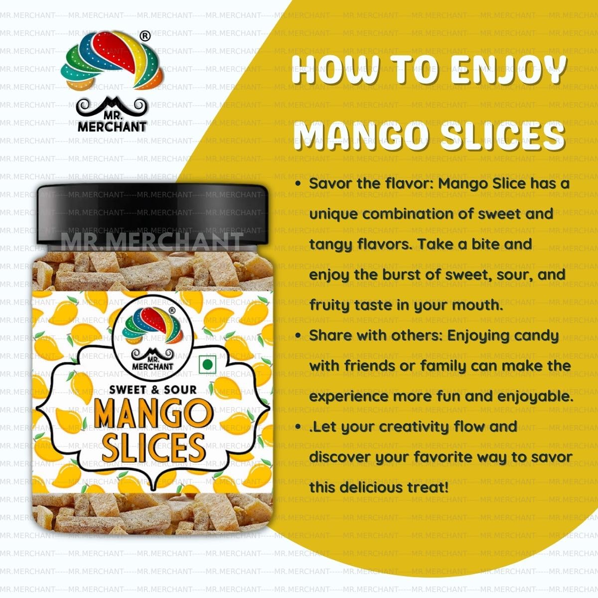 Mr. Merchant Mango Slice 300gm, (Pachak Khatta Meetha Aam Papad Churan)