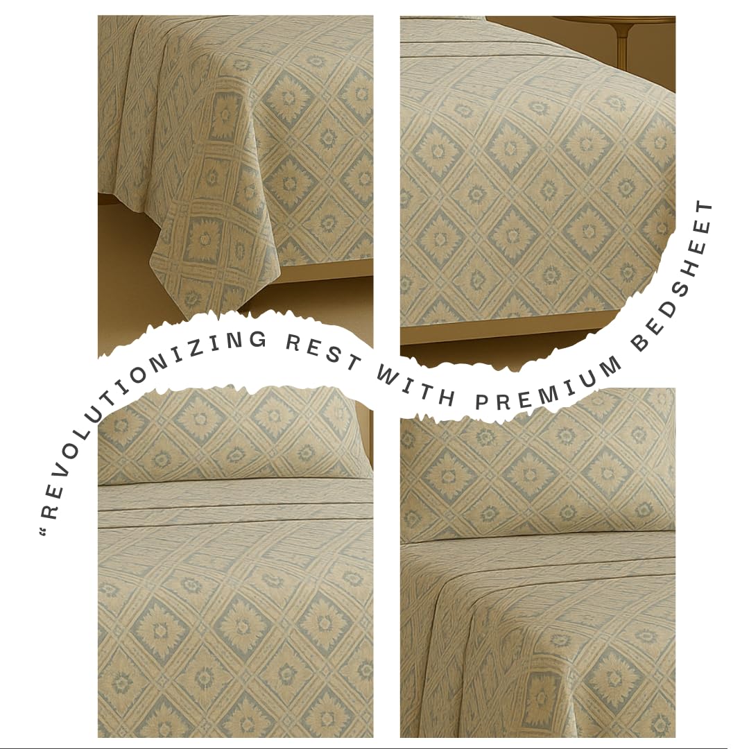 Microfiber Bedding Set For King Size 1 Fitted Bedsheet With 1 Flat Top Sheet + 2 Pillow Covers | 78x72 Inches, Off White & Grey | Perfect Combination For A Stylish Bedsheet