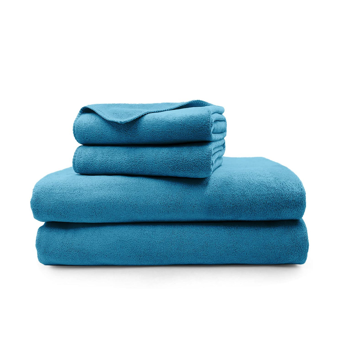 Sassoon Venir Microfiber 2 Hand & 2 Bath Towels 450 Gsm | Absorbent & Quick Dry Multipurpose Hand Towels (Peacock)- 4 Piece