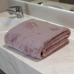 Hanker Embossed Microfiber Luxury Bath Towel 500 Gsm | Super Soft On Skin, Frizz Free Hair Post Wash (Purple Crown Pattern)