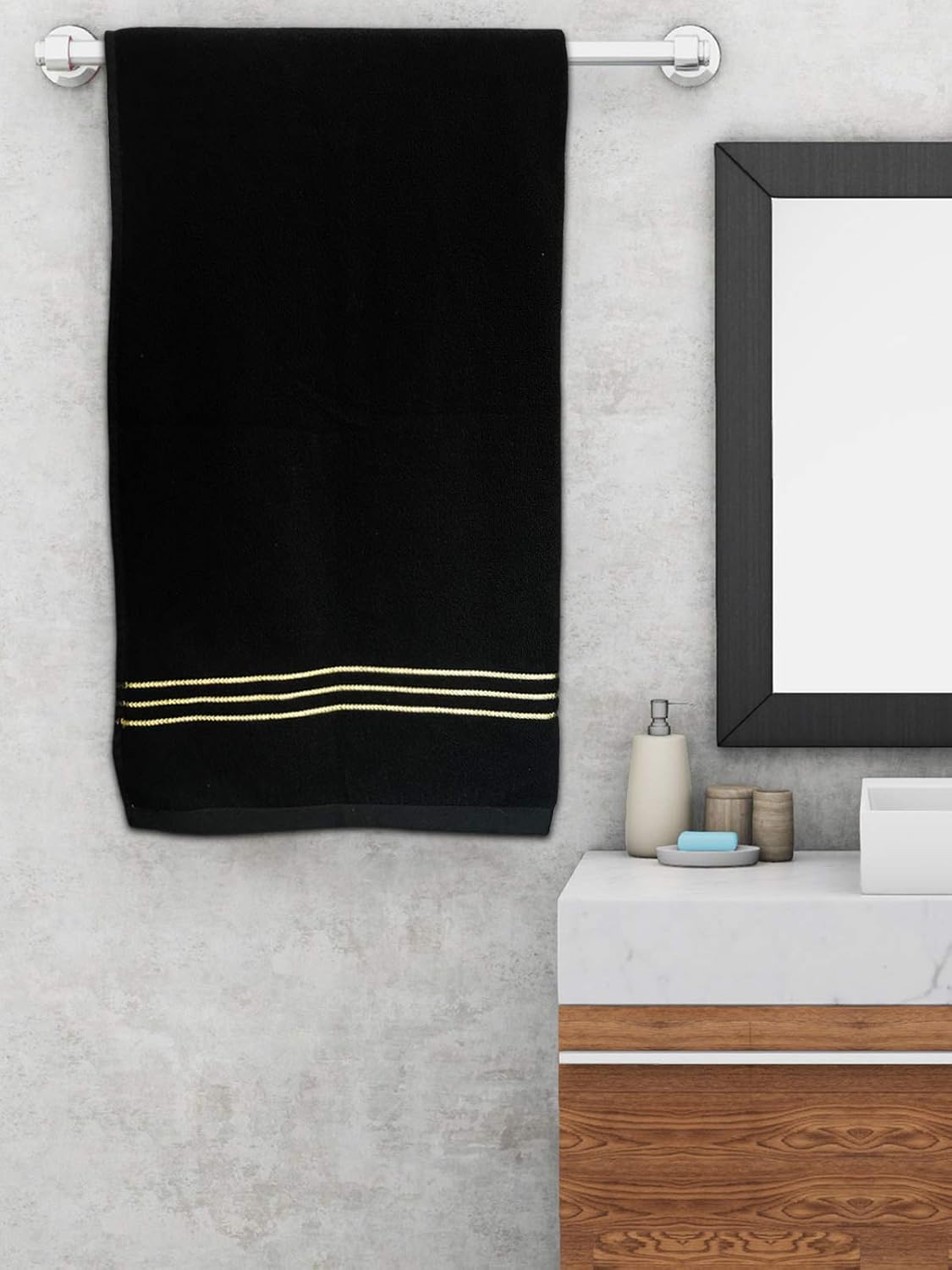Kuber Industries Cotton Bath Towel 1600 Gsm | Super Soft, Fluffy, And Absorbent Perfect For Daily Use 100% Cotton Towels (Black)- 4 Pieces