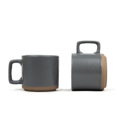 Large Ceramic Coffee Mug Set Of 2 - Grey, 350ml Each | Ceramic Japandi Mug, Tea Mug With Matte Finish - Mug For Coffee | Ceramic Coffee Mug - Microwave Safe & Dishwasher Safe