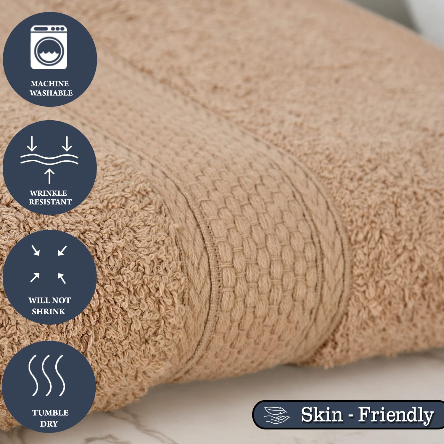 Fresh From Loom Luxury Edition Egyptian 100% Pure Cotton Bath Towel 600 Gsm | High Water Heavy Soft Dual Stitched Bath Towel (British Tan)