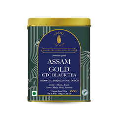 Luxmi Estates Assam Gold CTC Black Tea 100gm, 3.5 Ounce - Saffron, Cinnamon, Natural Cardamom Extract Loose Leaf Tea | Medium Caffeine Chai Patti - Organic Strong Tea
