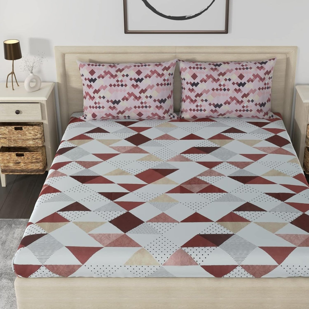Premium Bedsheet King Size With 2 Pillow Covers - 108 X 108 Inches, White & Brown | Lightweight & Breathable, Perfect For All Seasons