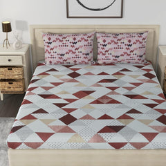 Premium Bedsheet King Size With 2 Pillow Covers - 108 X 108 Inches, White & Brown | Lightweight & Breathable, Perfect For All Seasons