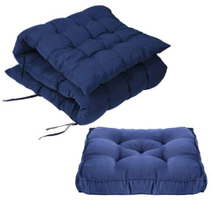 Microfiber Soft Cushion, Long & Square Chair Pad Cushion, Navy Blue - 46 X 16 Inch | For Indoor & Outdoor Home Office Décor | Rocking Chairs Pad, Washable, Model No - Kubmart11925, Set Of 2
