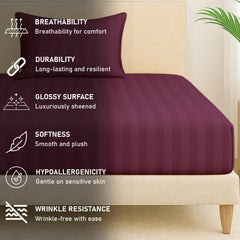1 Single Bedsheet For King Size With 1 Pillow Covers | 36 X 78 Inches, Wine - 130 Thread Count Soft & Comfortable | Ideal For Bedroom, Guest Room, House