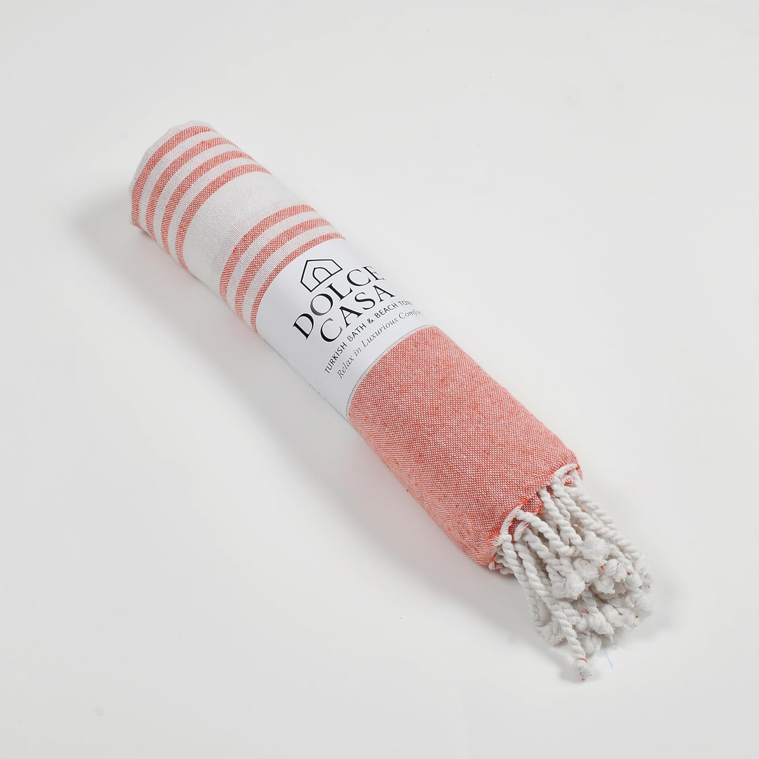 Dolce Casa 100% Cotton Turkish Fouta Towel 400 Gsm | Extra Large Full Size Cotton Bath Towel (Orange)