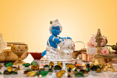 Silver Coated Lord Krishna Idol, Handcrafted Laddu Gopal Ji Sculpture - 4 Inch, Polyresin, Traditional Deign, Bal Gopal Murti, Occasion, Shri Krishna Statue