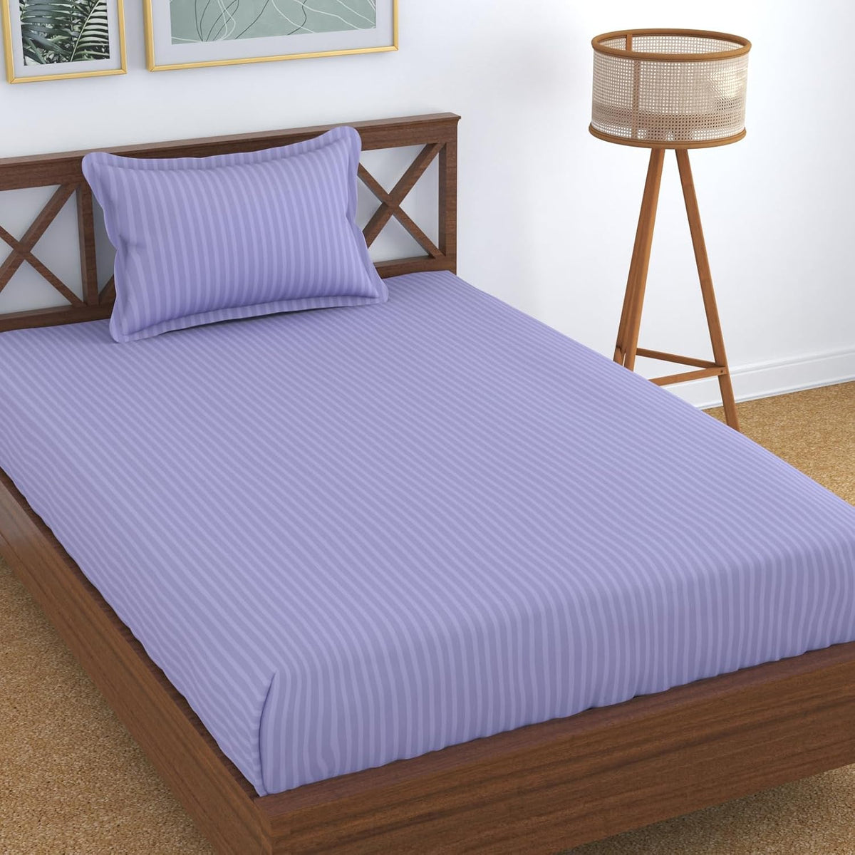 Glace Cotton Single Bedsheet With 1 Pillow Cover (89 X 57 Inches, Purple) | Long Lasting Durability & Comfort For Your Living Space