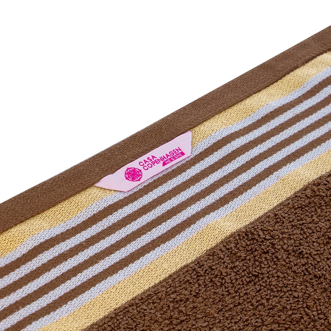 Casa Copenhagen Germany Design 2 Bath + 2 Hand & 2 Washcloths Towels 1800 Gsm | He & She Super Soft Collection 100% Cotton 6 Piece Towel Set - Brown & Beige