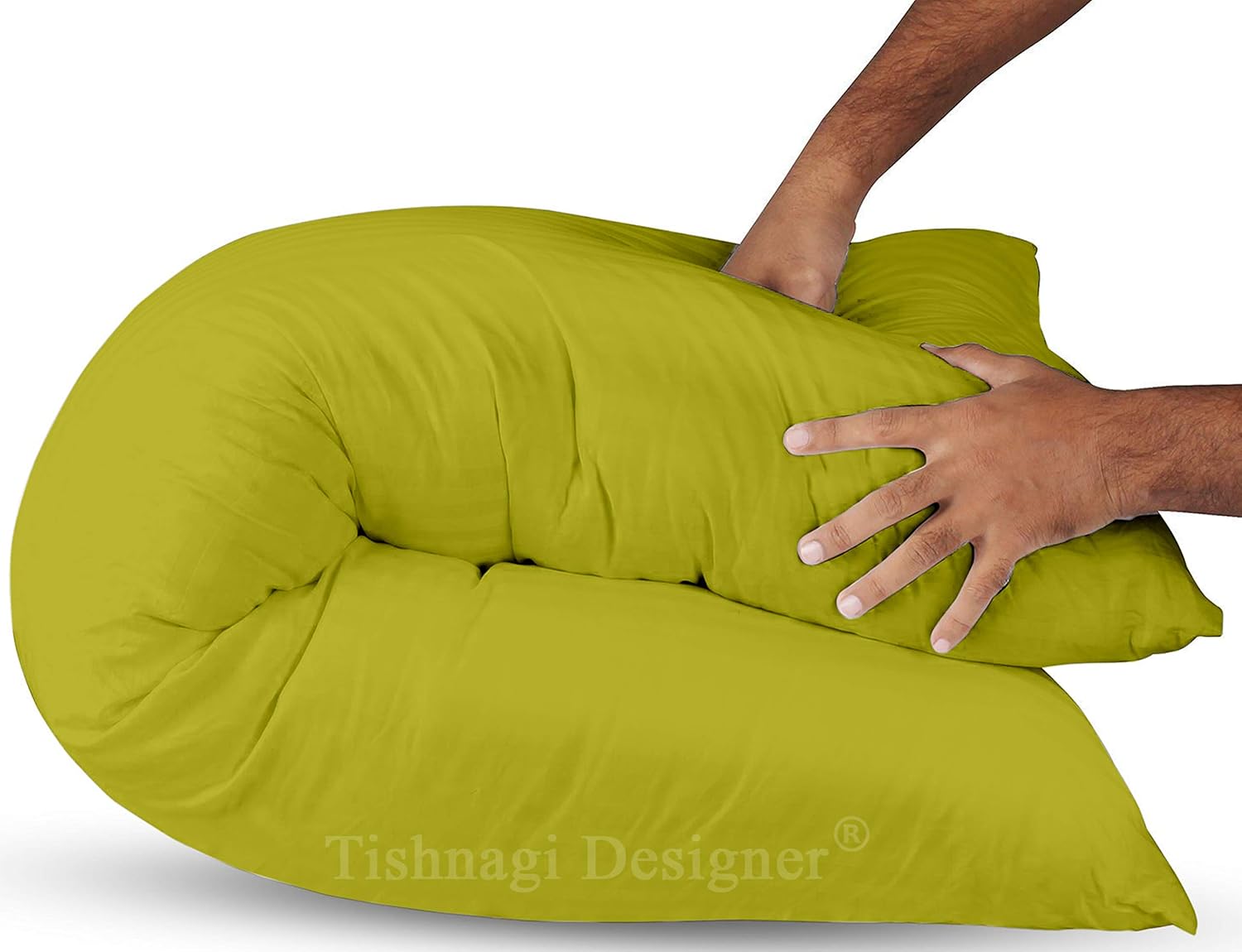 Full Body Pillow, For Back Support, Cotton Soft Side Sleeper Pillow With Cover, Green - 18 X 54 Inch | Cuddle, Hug Long Takiya With Microfiber Filling Adjustable Pillow - Pack Of 1