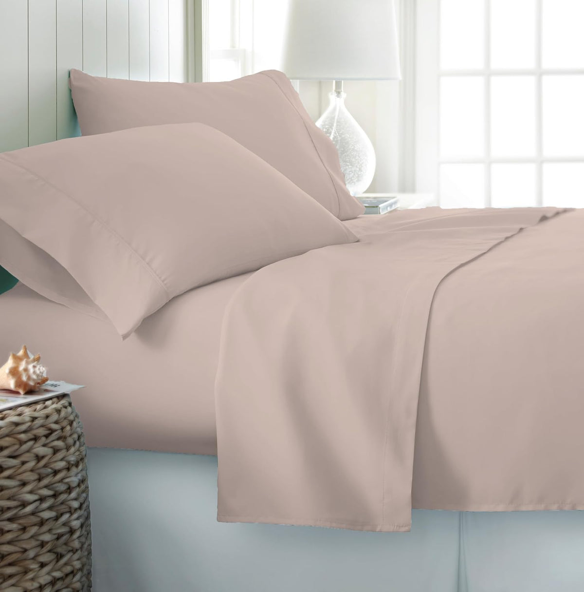Single Size Fitted Bedsheet With 2 Pillow Covers - 36 X 78 Inches, Cameo Rose | All-Round Elastic | Comfortable, Wrinkle Resistant, Fade Resistant & Environmentally Friendly