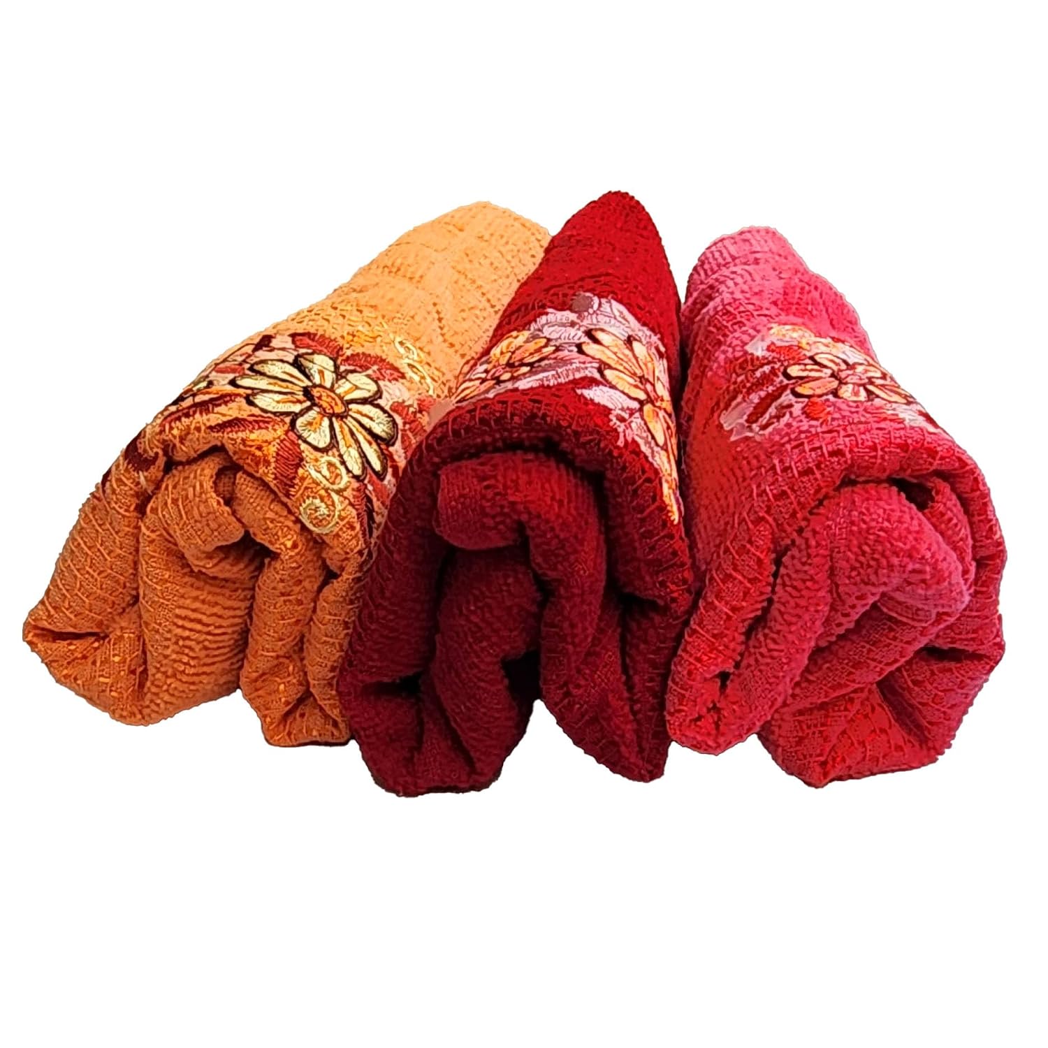 100% Cotton Face & Hand Towel 450 Gsm (Multicolor) - Set Of 3