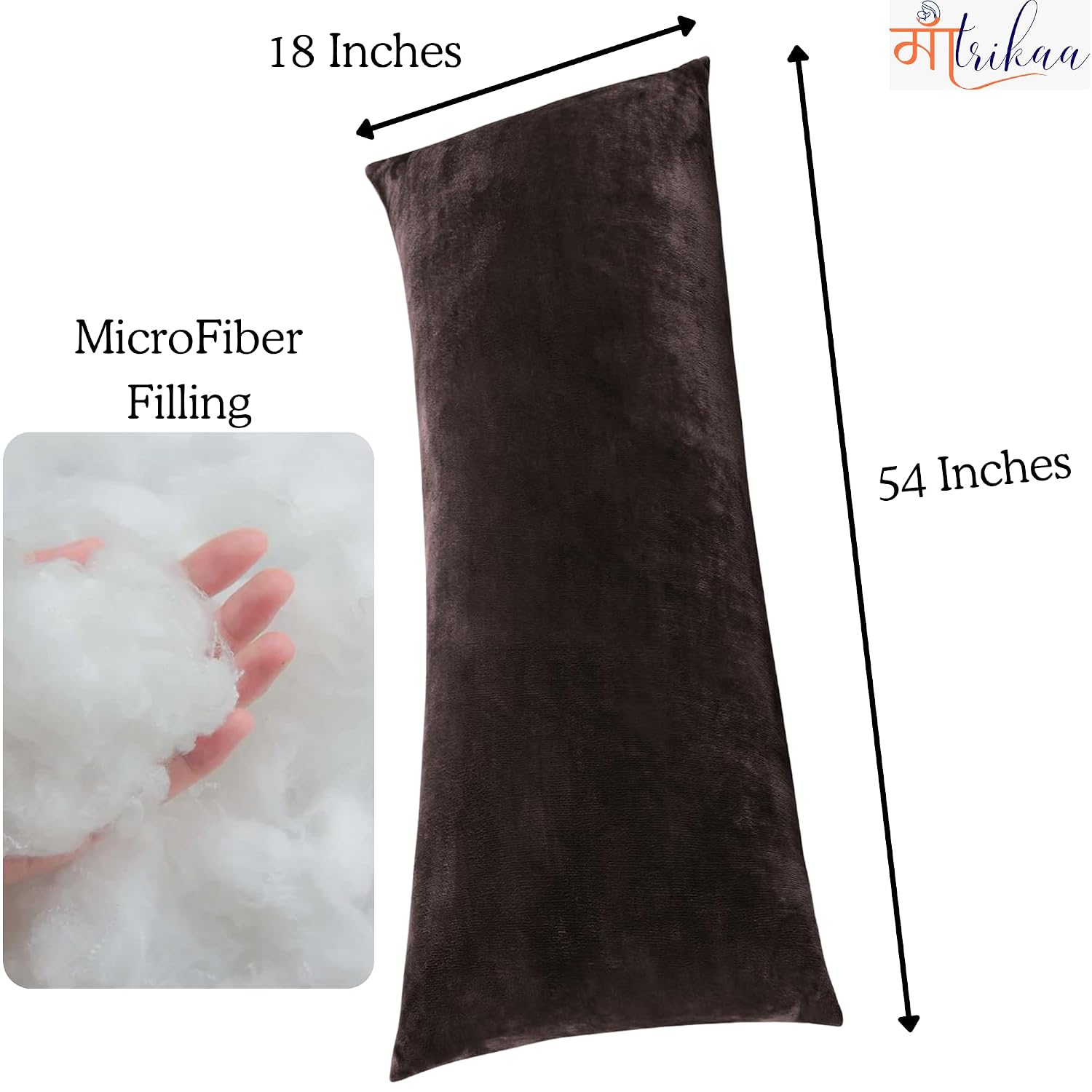 Full Body Pillow, Long Sleeping, For Side Sleeping Hugging, Cuddling, Coffee - 54 X 18 Inches | For Relaxing & Pregnancy Comfort, Velvet Pillow With Removable Cover, Adjustable Pillow
