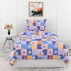 Cotton Bedsheet For Single Bed With 1 Pillow Cover - 54 X 84 Inches, Multicolor | Soft Touch Cotton Fabric-Comfortable & Durable | Elegant Printed Bedding Set For Daily Use