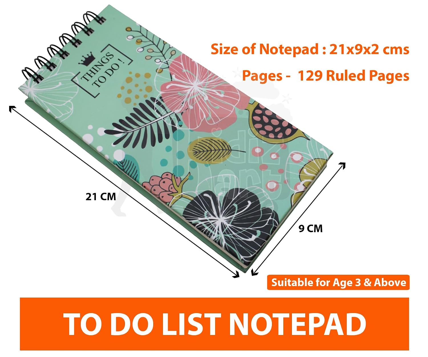 To Do List Notepad Diary, Pages - 129, Daily Planner Diary, For Boys & Girls (Floral) Pack Of 1
