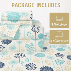 King Size Bedsheet With 2 Pillow Covers - 108 X 108 Inches, Blue & Cream | Wrinkle & Fade Resistant Bedding | Perfect For Homes, Hotels, Villas, Resorts & Guest Houses
