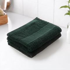 Earthy Fables Basic Hand Towel 400 Gsm | Pure Carded Cotton, Soft, Absorbent, Quick Dry & Skin-Friendly Towel - Pack Of 2 (Dusty Green)