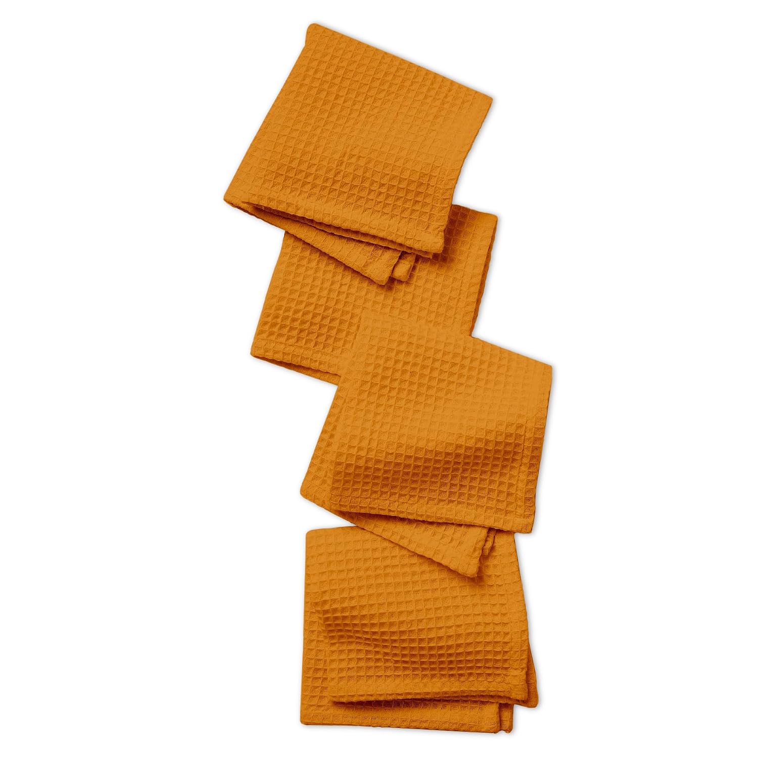 Encasa Xo Kitchen Hand Towels Set 350 Gsm | Waffle Weave & Flat Hand Towel | Quick Drying Reusable Cotton Washcloths | Set Of 12 (Gold)