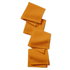 Encasa Xo Kitchen Hand Towels Set 350 Gsm | Waffle Weave & Flat Hand Towel | Quick Drying Reusable Cotton Washcloths | Set Of 12 (Gold)