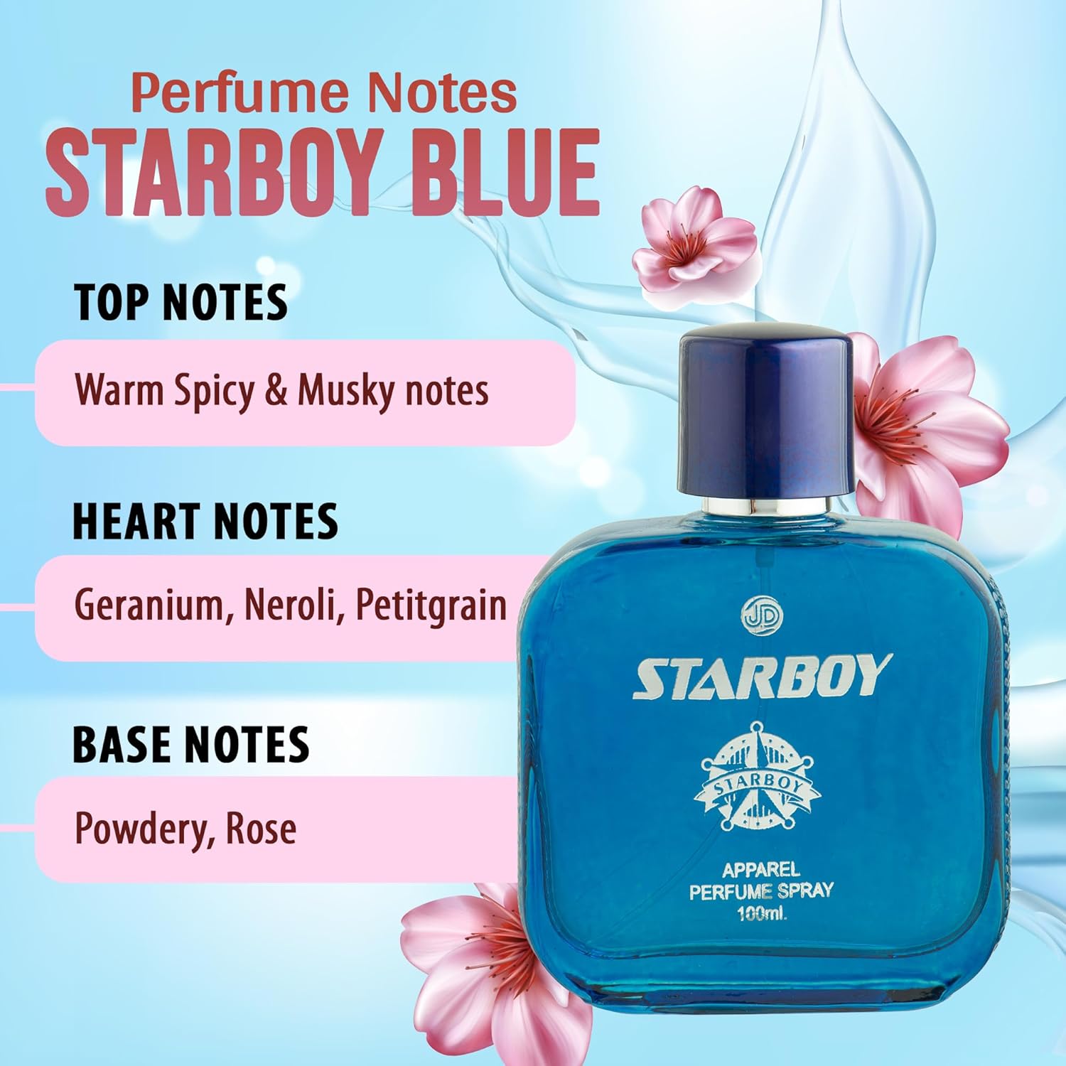JD International Star Boy Blue Apparel Unisex Perfume With Long Lasting Fragrance - 100ml, 3.4 fi.oz. | perfume For Men & Women