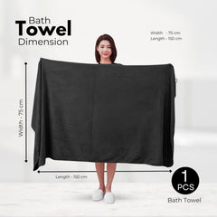 Black Gold The Finer Touch Premium Microfiber Bath Towel 1350 Gsm | Ultra Soft & Absorbent Quick Dry Towel Lightweight Microfiber Bath Towel (Black) - Pack Of 3