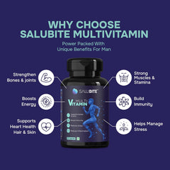 Salubite Multivitamin For Men - Comprehensive Health Support | 60 Capsules , 100gm 0.2lbs