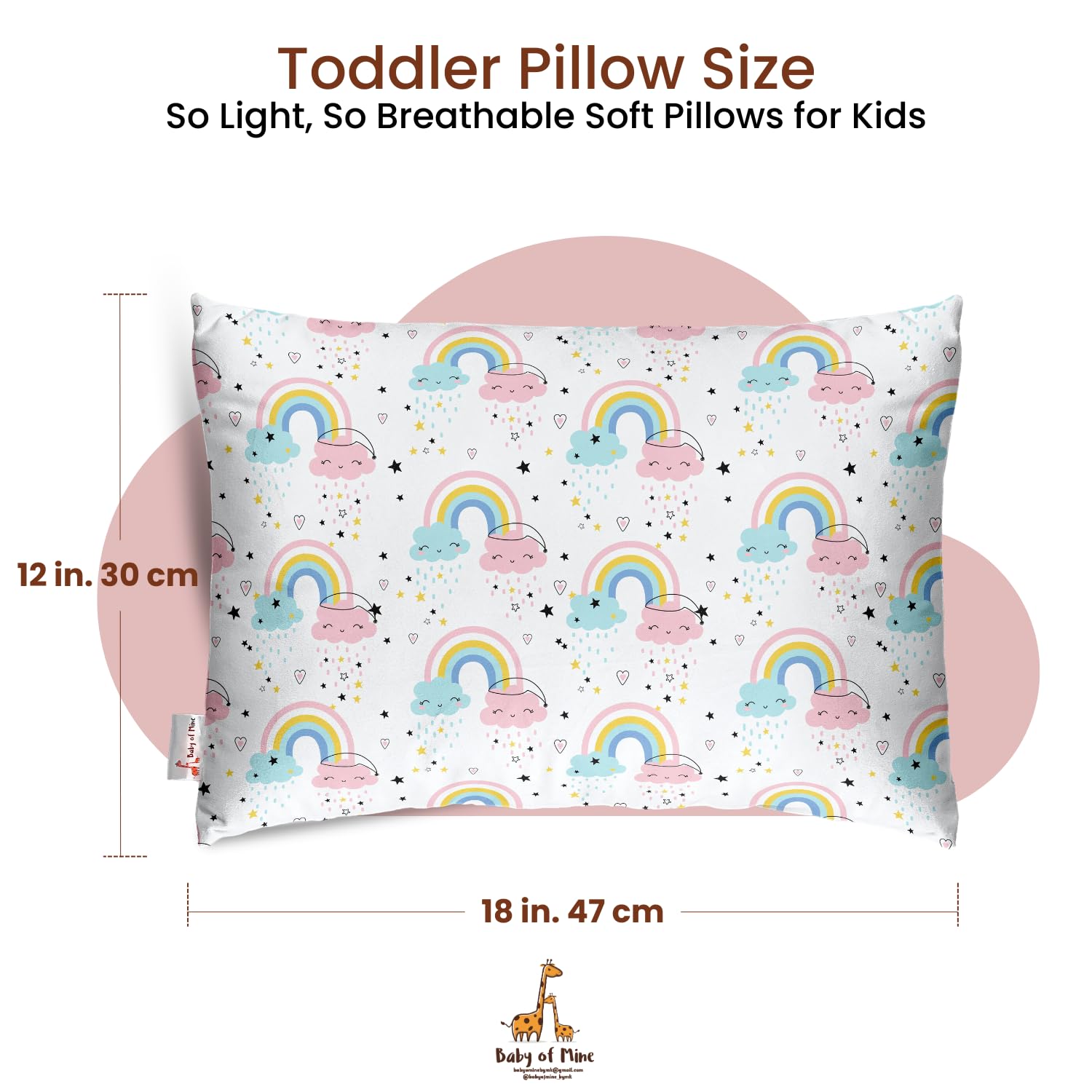 Premium Baby Pillow For Kids, Super Soft Cotton Kids Cushion - 12 X 18 Inches | For 5 Years Old Kids, Adorable Animal & Cartoon Prints | Bed Pillow, Washable, Easy To Care - Pillow 17