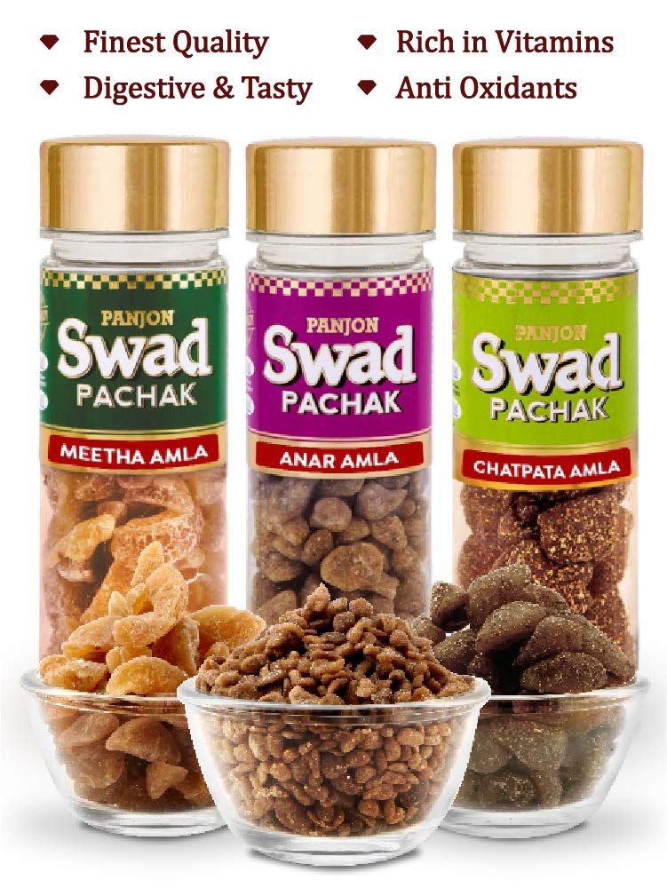 Panjon Swad Meetha Amla, Chatpata Amla & Anar Amla Mukhwas 330gm, (110gm *3 Bottles)